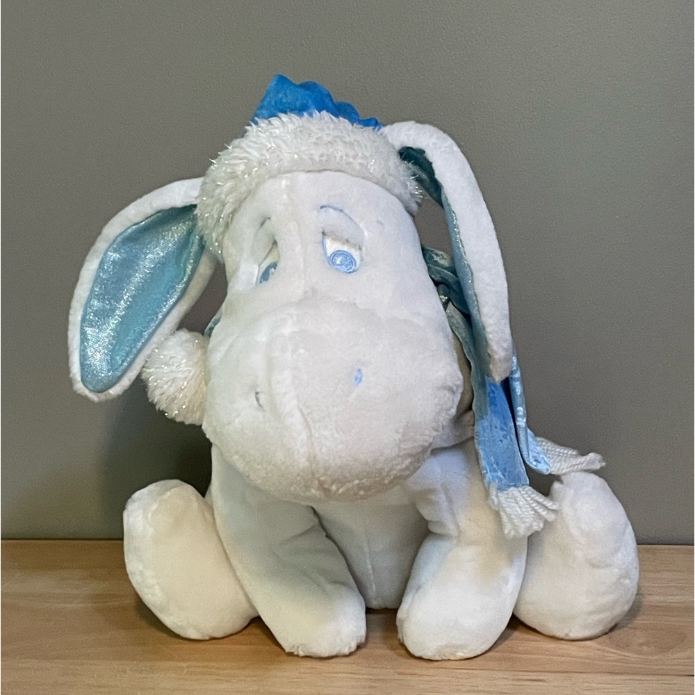 Disney Store Snowflake Pals Eeyore White Silver Plush Stuffed Animal Toy 12 inch